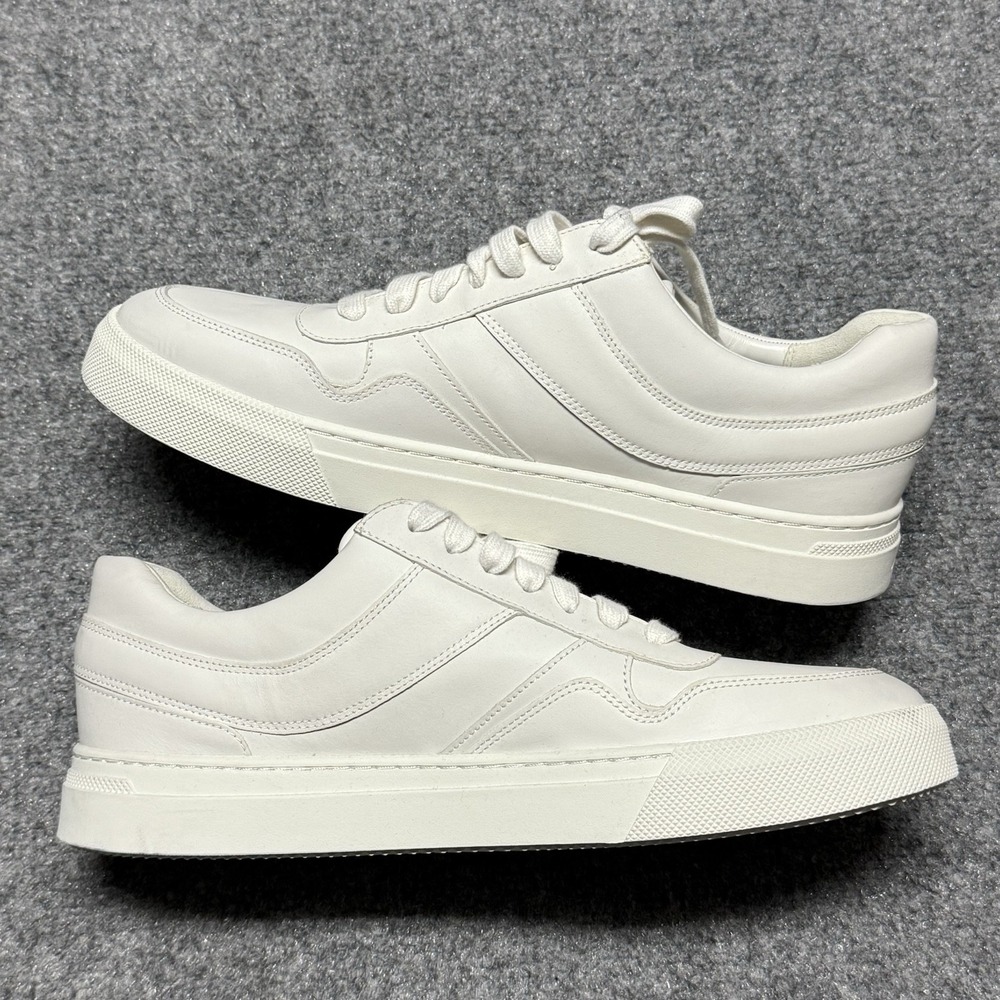 VINCE Sneakers Mens 12 46 All White Warren Retro Lace Up Casual Shoes NEW - Picture 3 of 11